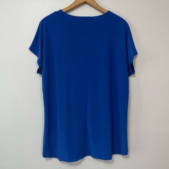 New Kim & Co Blue Brazil Knit T-shirt Top Size Large bin 4A - Picture 4 of 5